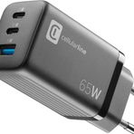 Cellularline Multipower Gan 3 Port 2x65 Watt Siyah Süper Hızlı Şarj Adaptörü