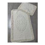 Çelsa Home Ottoman 2'li Klozet Takımı Makarna Kenar % 100 Pamuk Banyo Paspas Seti Ekru