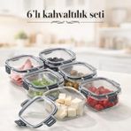 Celsen Home 6'lı Sızdırmaz Silikon Contalı Kahvaltılık Saklama Kabı Seti - Gri