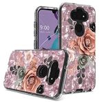 CELZEN - LG Aristo 5, K31 Rebel, Tribute Monarch, Fortune 3, Phoenix 5, Risio 4, K31, K8X için - Kabartmalı Resimli Telefon Kılıfı - AC6 Rose
