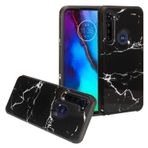 CELZEN - Motorola Moto G Stylus XT2043, Moto G Power XT2041 (2020 Sürümü) için - Hibrit Resimli Telefon Kılıfı - AD1 Siyah Mermer