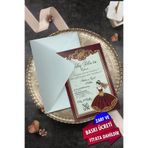 Cem Davetiye Düğün Nişan Nikah Kına Davetiyesi 9059 (100 ADET) Baskı Dahil