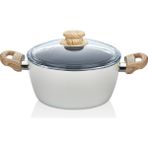 Cem Naturel Wood Tencere 20 cm - Krem