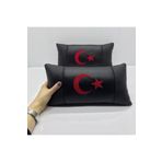 Cem Otomotiv 2 Adet Türk Bayrağı Deri Araç Boyun Yastığı