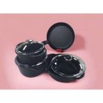 Cem Premium Döküm 7 Parça Tencere Seti Pyrex Kapak - Siyah