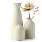 CEMABT Bej Seramik vazo Seti-3 Dekor için Küçük Çiçek vazosu, Modern Boho Çiftlik Evi Dekoru, Pampas Çim ve Kurutulmuş Çiçekler için Dekoratif vazo, Fikir Rafı, Masa, Kitaplık, Giriş Yeri - Eskitilmiş