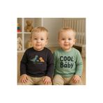 CemBebe Erkek Bebekler İçin Mevsime Uygun İkili Sweatshirt Uzul Kol Baharlık Bebek Gündelik Kullanım