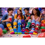 Cemce Butik Hn Socks 4 Lü Çorap Desenli Çizgili Spor Eğlenceli Karikatürlü Çok Renkli Erkek Kadın Çorap - 35 - 44