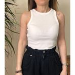 Cemeka Tekstil Halter Yaka Crop Atlet - XS - Bej - Ekru