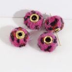 CEMELI 15mm 20 adet leopar baskı yumuşak peluş Metal yün keçe boncuk küpe anahtarlık işçiliği küpe kadife kumaş kaplı boncuk kolye