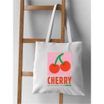Cemira Cherry Kiraz Tasarım Ham Bez Tote Bag Çanta - 10D-Krem