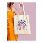 Cemira Çiçek Gökkuşağı Y2K Retro Ham Bez Tote Bag Çanta, Pinterest Çanta