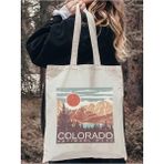 Cemira Colorado Tasarım Milli Park Kitap Çantası, Tote Bag, Bez Çanta, Alışveriş Çantası - 10D-Krem