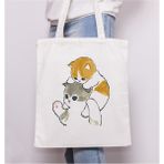 Cemira Cute Kedi Cat Tote Tasarımlı Bez Çanta - Krem