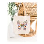 Cemira Flower Butterfly Kelebek Y2K Retro Ham Bez Tote Bag Çanta, Pinterest Çanta