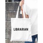 Cemira Librarian Tasarım Kalın Beyaz Su Geçirmez Kanvas Tote Bag, Bez Çanta, Kitap Çantası - 10D-Krem