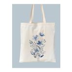 Cemira Mavi Çiçek Retro Ham Bez Tote Bag Çanta, Pinterest Çanta, Shopper Bag