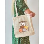 Cemira Meowtain Kedi Tasarım Meow Cat Ham Bez Tote Bag, Bez Çanta - 10D-Krem
