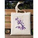Cemira Mor Çiçek Yağlı Boya Y2k Retro Ham Bez Tote Bag Çanta, Pinterest Çanta - 10D-Krem