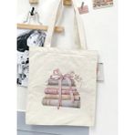Cemira Pamuk Bez Çanta Kitap Tasarım Pinterest Tote Bag Kadınlar İçin Ergonomik Tasarım - 10D-Krem