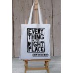 Cemira Radiohead Every Thing In Its Right Place Kalın Su Geçirmez Bez Tote Bag Kanvas Omuz Çantası - 10D-Krem