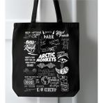 Cemira Siyah Kanvas, Arctic Monleys Tasarım Tote Bag Bez Çanta, Shopper Bag, Kanvas Çanta - 10D-Krem