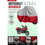 Cemku Double Gri Üst - Kırmızı Alt, Arka Çanta Uyumlu Aprilia Caponord 1200 Abs Travel Pack Motosiklet Brandası - Gri - Kırmızı