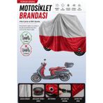 Cemku Double Gri Üst - Kırmızı Alt, Arka Çanta Uyumlu Arora Mojito 50 Motosiklet Brandası - Gri - Kırmızı