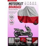 Cemku Double Gri Üst - Kırmızı Alt, Arka Çanta Uyumlu Honda PCX150 Motosiklet Brandası - Gri - Kırmızı
