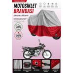 Cemku Double Gri Üst - Kırmızı Alt, Arka Çanta Uyumlu Kanuni Breton 125 Motosiklet Brandası - Gri - Kırmızı