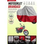 Cemku Double Gri Üst - Kırmızı Alt, Arka Çanta Uyumlu Kanuni Breton S Motosiklet Brandası - Gri - Kırmızı