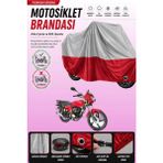 Cemku Double Gri Üst - Kırmızı Alt, Arka Çanta Uyumlu Kanuni Breton Sl 125 Motosiklet Brandası - Gri - Kırmızı