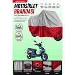 Cemku Double Gri Üst - Kırmızı Alt, Arka Çanta Uyumlu Kanuni Hussar 125 Motosiklet Brandası - Gri - Kırmızı