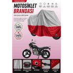 Cemku Double Gri Üst - Kırmızı Alt, Arka Çanta Uyumlu Mondial 125 Vulture I Motosiklet Brandası - Gri - Kırmızı