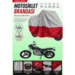 Cemku Double Gri Üst - Kırmızı Alt, Arka Çanta Uyumlu Mondial 150 Mr Vulture Motosiklet Brandası - Gri - Kırmızı