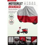 Cemku Double Gri Üst - Kırmızı Alt, Arka Çanta Uyumlu Mondial 50 Turismo Motosiklet Brandası - Gri - Kırmızı