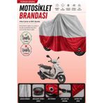 Cemku Double Gri Üst - Kırmızı Alt, Arka Çanta Uyumlu Yamaha Cygnus L Motosiklet Brandası - Gri - Kırmızı