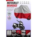 Cemku Double Gri Üst - Kırmızı Alt, Arka Çanta Uyumlu Yamaha Tricity 125 Motosiklet Brandası - Gri - Kırmızı
