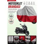 Cemku Double Gri Üst - Kırmızı Alt, Arka Çanta Uyumlu Yamaha X-Max 250 Abs Motosiklet Brandası - Gri - Kırmızı