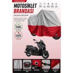 Cemku Double Gri Üst - Kırmızı Alt, Arka Çanta Uyumlu Yamaha X-Max 250 Momodesign Motosiklet Brandası - Gri - Kırmızı