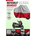 Cemku Double Gri Üst - Kırmızı Alt, Arka Çanta Uyumlu Yamaha X-Max 300 Abs Motosiklet Brandası - Gri - Kırmızı