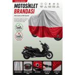 Cemku Double Gri Üst - Kırmızı Alt, Arka Çanta Uyumlu Yamaha X-Max 300 Iron Max Abs Motosiklet Brandası - Gri - Kırmızı