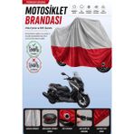 Cemku Double Gri Üst - Kırmızı Alt, Arka Çanta Uyumlu Yamaha X-Max 400 Abs Motosiklet Brandası - Gri - Kırmızı