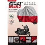 Cemku Double Gri Üst - Kırmızı Alt, Arka Çanta Uyumlu Yamaha X-Max 400 Tech Max Motosiklet Brandası - Gri - Kırmızı