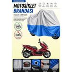Cemku Double Gri Üst - Mavi Alt, Arka Çanta Uyumlu Honda PCX125 Motosiklet Brandası - Gri - Mavi