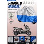 Cemku Double Gri Üst - Mavi Alt, Arka Çanta Uyumlu Honda PCX150 Motosiklet Brandası - Gri - Mavi
