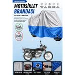 Cemku Double Gri Üst - Mavi Alt, Arka Çanta Uyumlu Kanuni Breton 125 Motosiklet Brandası - Gri - Mavi
