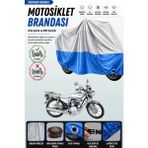 Cemku Double Gri Üst - Mavi Alt, Arka Çanta Uyumlu Kuba Çita 100 Motosiklet Brandası - Gri - Mavi