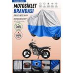 Cemku Double Gri Üst - Mavi Alt, Arka Çanta Uyumlu Mondial 125 Vulture I Motosiklet Brandası - Gri - Mavi