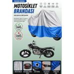 Cemku Double Gri Üst - Mavi Alt, Arka Çanta Uyumlu Mondial 150 Mr Vulture Motosiklet Brandası - Gri - Mavi